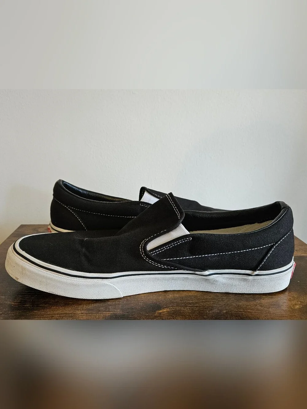Mens Vans Black Canvas Slip-On Loafers